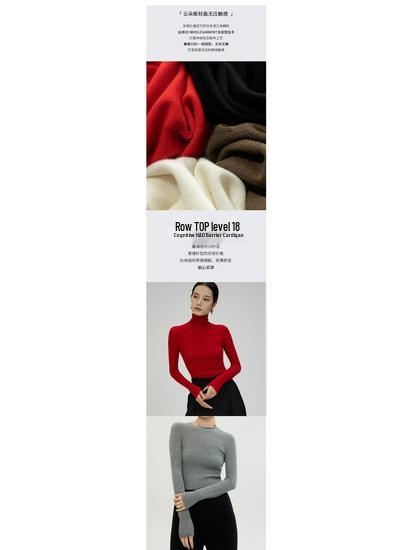 Merinowolle Rundhals Slim Fit Rollkragen Langarm Pullover Basisschicht