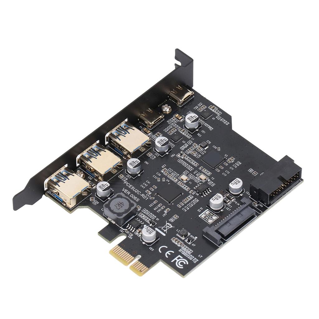 PCIe to USB 3.2 Gen 2 Expansion Card 20Gbps 5-Port PCI Express A for Desktop PC with USB Type A/C Ports