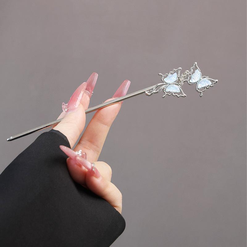 New Glitter Broken Crystal Hairpin For Women Neo-chinese Style Butterfly Peacock Feather Bowknot Hair Stick Girls Hair Accessory