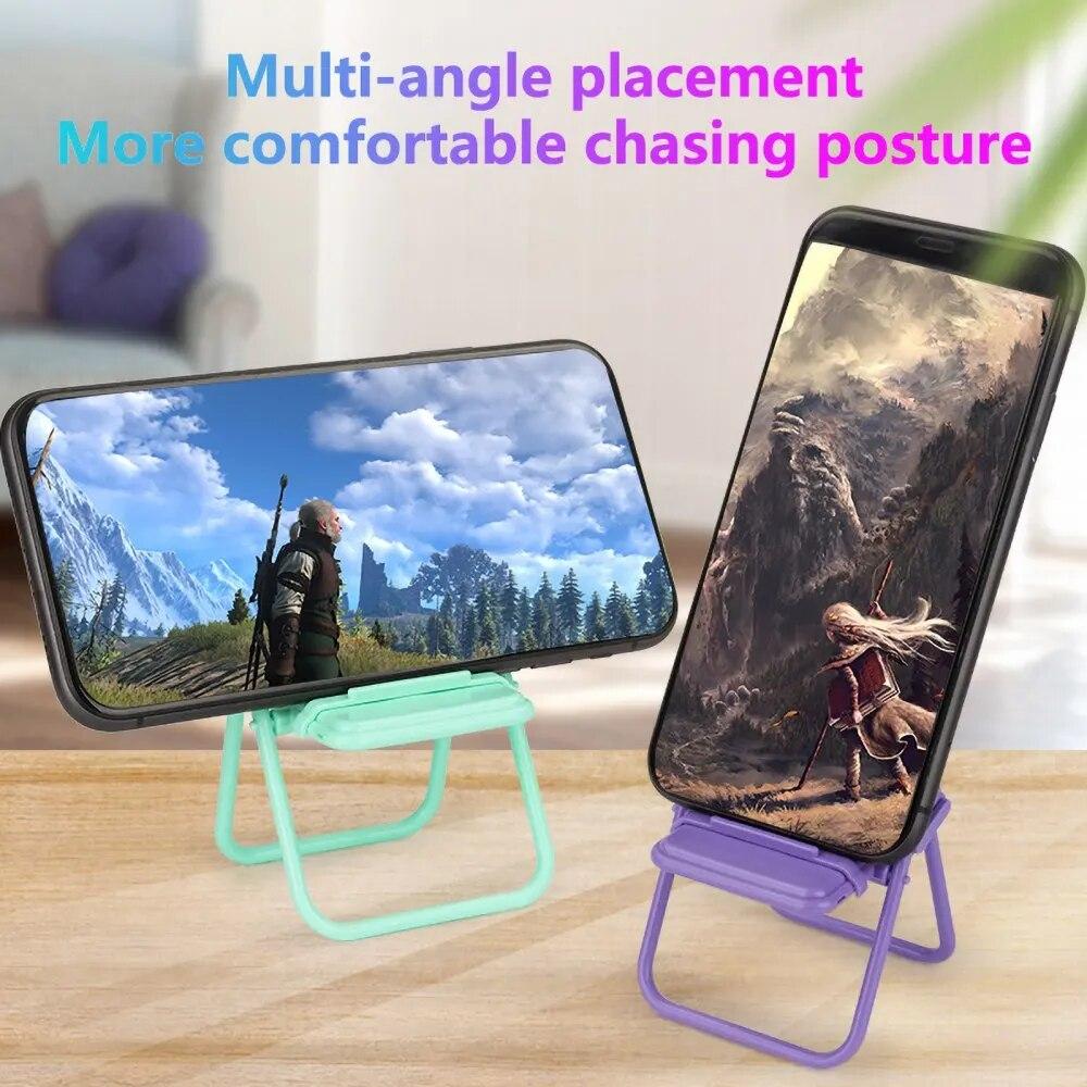 Suporte dobrável para telefone para iPhone 11/12/13 Pro Max Candy Color Chair Stand Mini Desktop Phone Dock Universal Lazy Bracket