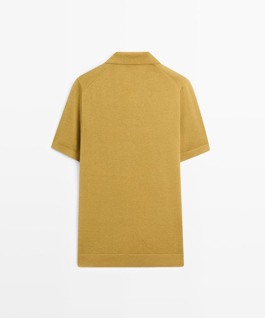 Masimodutti Short Sleeve Cotton & Linen Knit Polo Shirt