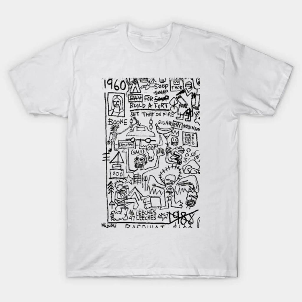 1960 1988 Doodle Black T Shirt Vintage Stylish Graphic Comfortable Casual Top For Everyday Wear Homme Fashion Stretched