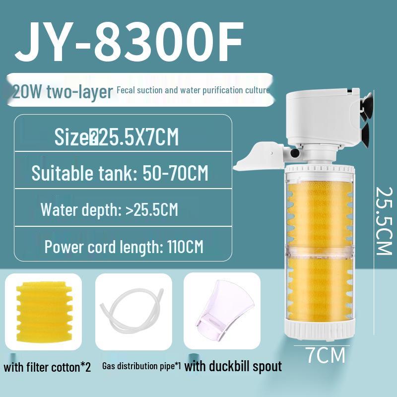 3-in-1 Aquarium Filter & Feces Separator with Built-in Circulating Water Pump