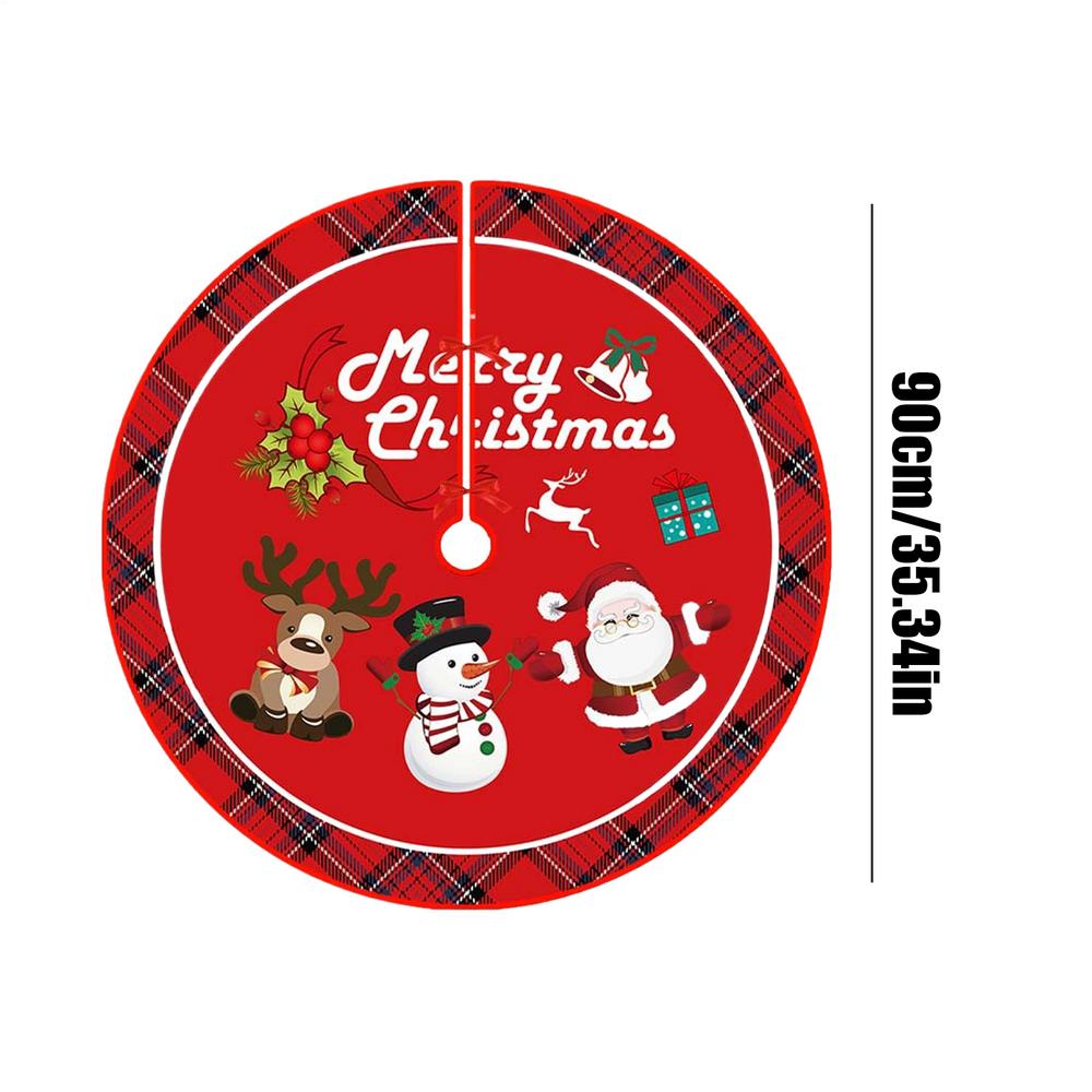 Skirt For Christmas Tree 35inch Red Festive Winter Home Decorations Christmas Tree Rug Base Cover For New Year Home Dorm