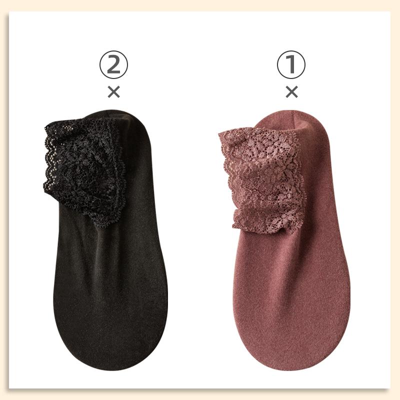 6pcs=3 Pairs Autumn Winter Women Soft Velvet Lace Socks Thick Silk Socks Non-Slip Bottom Solid Fashion Lace Breathable Sock