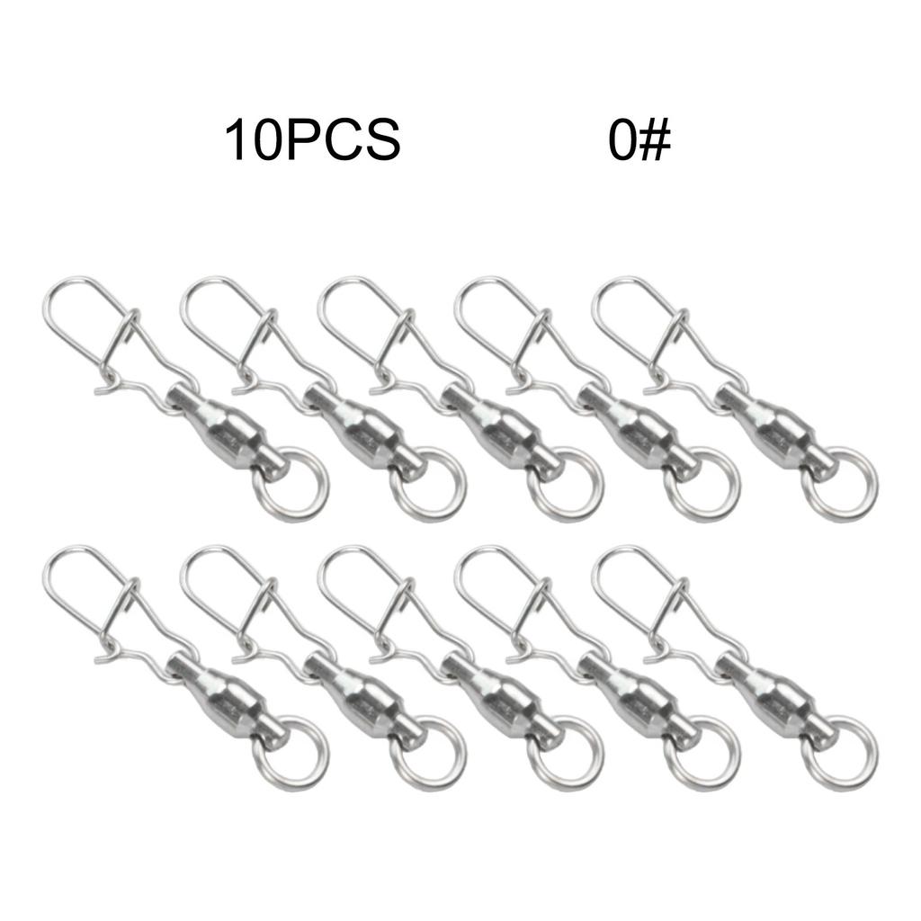 Stainless Steel Fishing Swivel Snap Connectors 3 Sizes 10 Pieces for Angling
