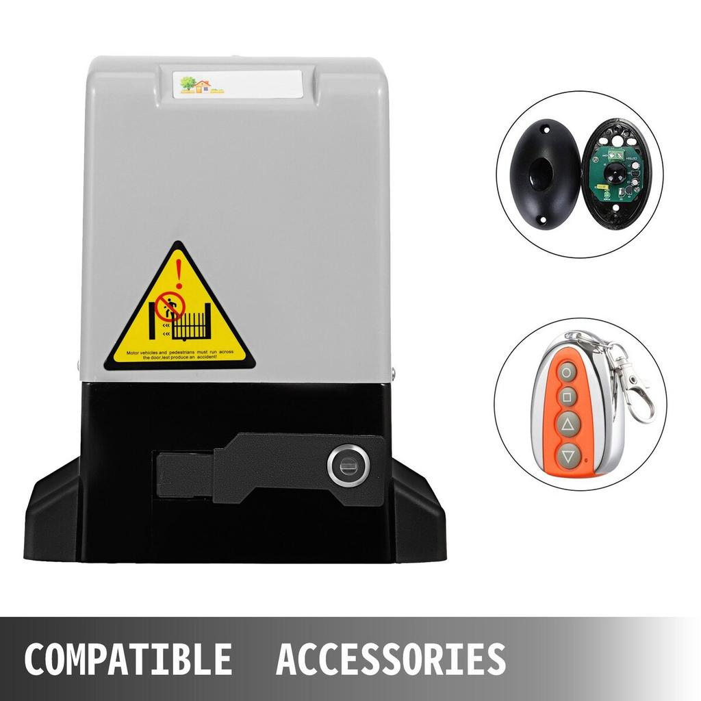Automatic Gate Opener 1300lbs, with Infrared Security Photocell Sensor with 2 Remote Controls Sliding Gate Opener Move Speed 39 Ft Per Min