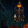 Halloween Gothic Wind Chime Spooky Bell Chime with Carved Pumpkin Lantern Ghost Grim Reaper Black Cat for Porch Lawn Window Decor