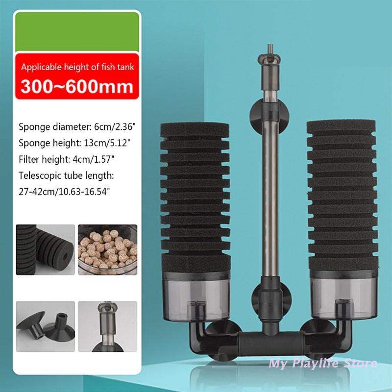 Aquarium Biochemical Sponge Filter Sponge Foams Filter with Suction Cups Quiet for Small Medium Fish Tanks
