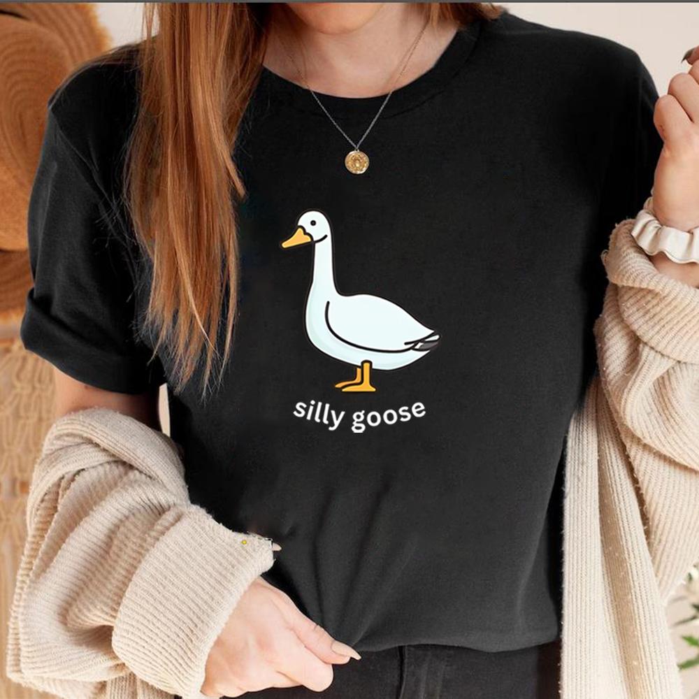 Silly Goose TShirt Cute Goose Short Sleeve Shirts Silly Goose University Shirt Funny Goose Tee Unisex Trendy Summer Casual Tops