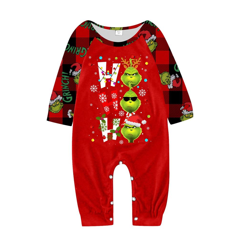 Parent-Child Christmas Printed Round Neck Long Sleeve Loungewear Set Family Suit
