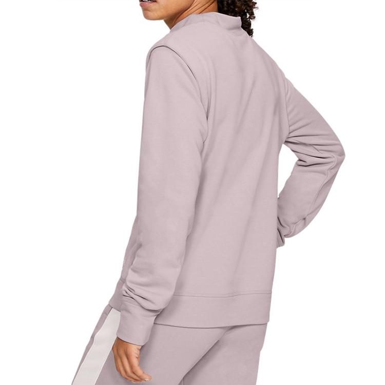 Under Armour Rival Terry Solid Stand Collar Sweatshirt Women Sweatshirt Pink 1355528-667