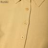 ZANZEA Women Casual Turn Down Collar Solid Color Long Sleeve Loose Long Shirt Dress