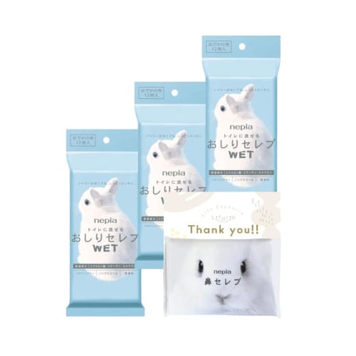 

[Liforia Set] Nepia Oshiri Celeb Wet Portable Unscented Wipes (12 sheets x 3 packs) / Nose Celeb Pocket Tissues (12 packs x 1 pack) / Liforia Original