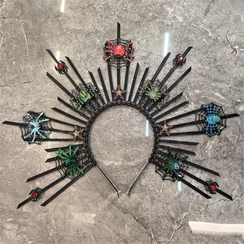 Steampunk Spiders Hair Hoop Dark Gothic Halloween Costume Spiked Headpiece Adjustable Artistic Punk Headbands