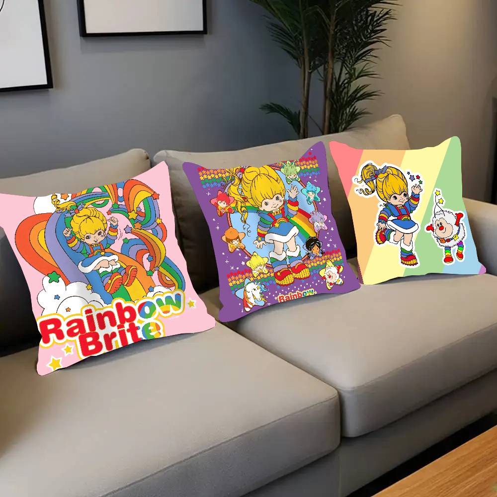 Cute R-Rainbows B-Brite Pillow Case Home Decor Throw For Sofa Bed Car Room Decor Gift Idea