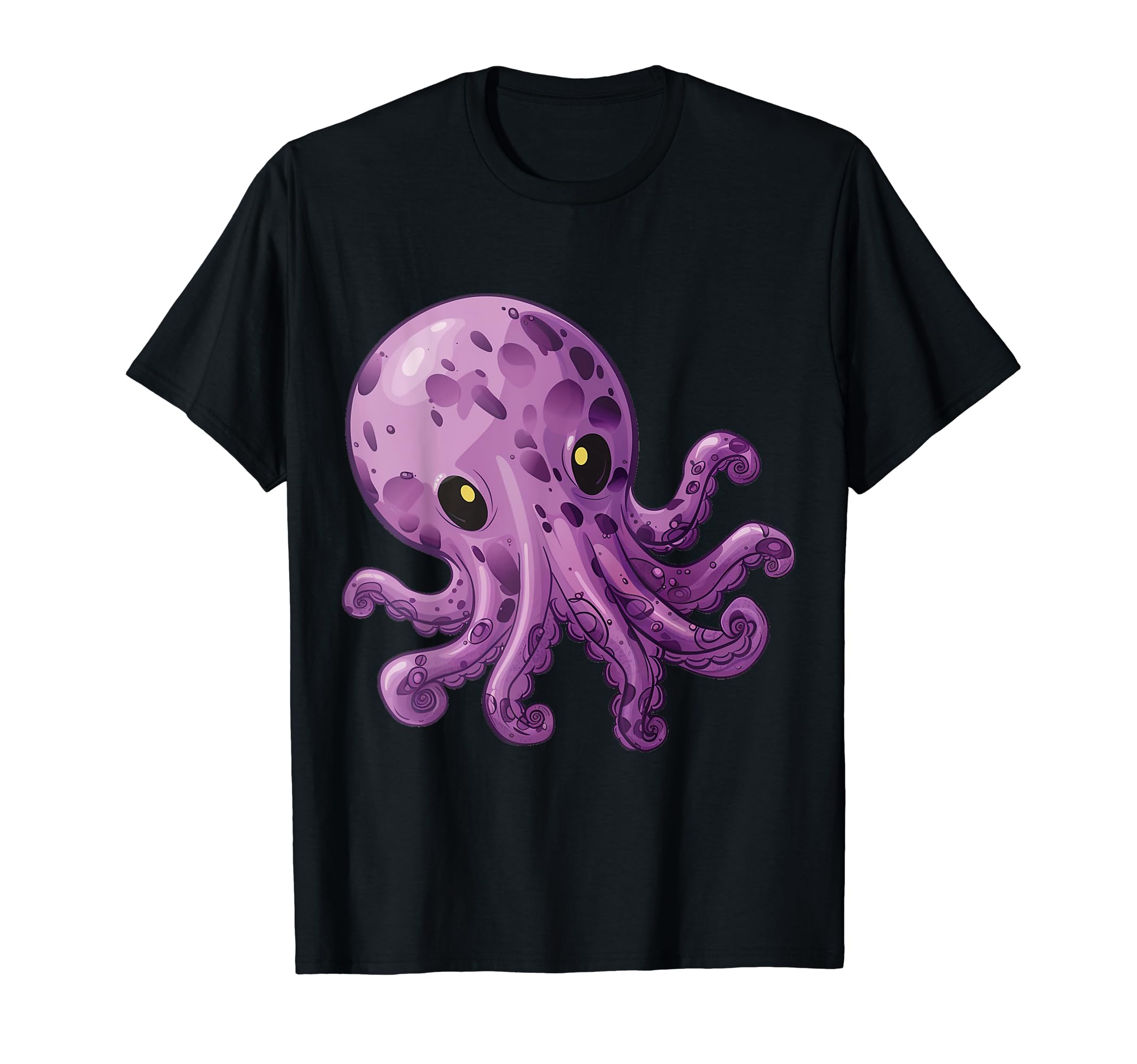 Octopus as a cute purple sea animal child, octopus, T-shirt чёрный