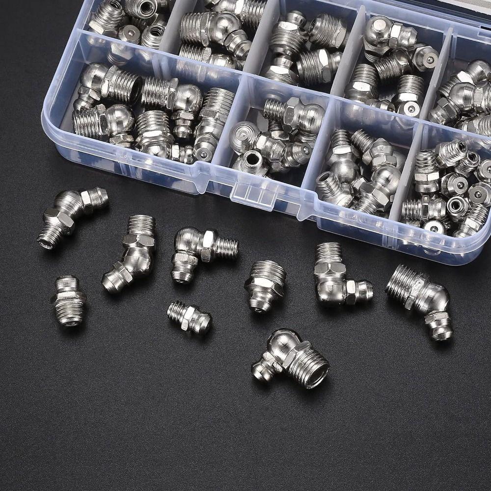 60pcs High Quality Butter Mouth Grease Fitting M6 M8 M10 Metal Grease Nipple Set  Repair