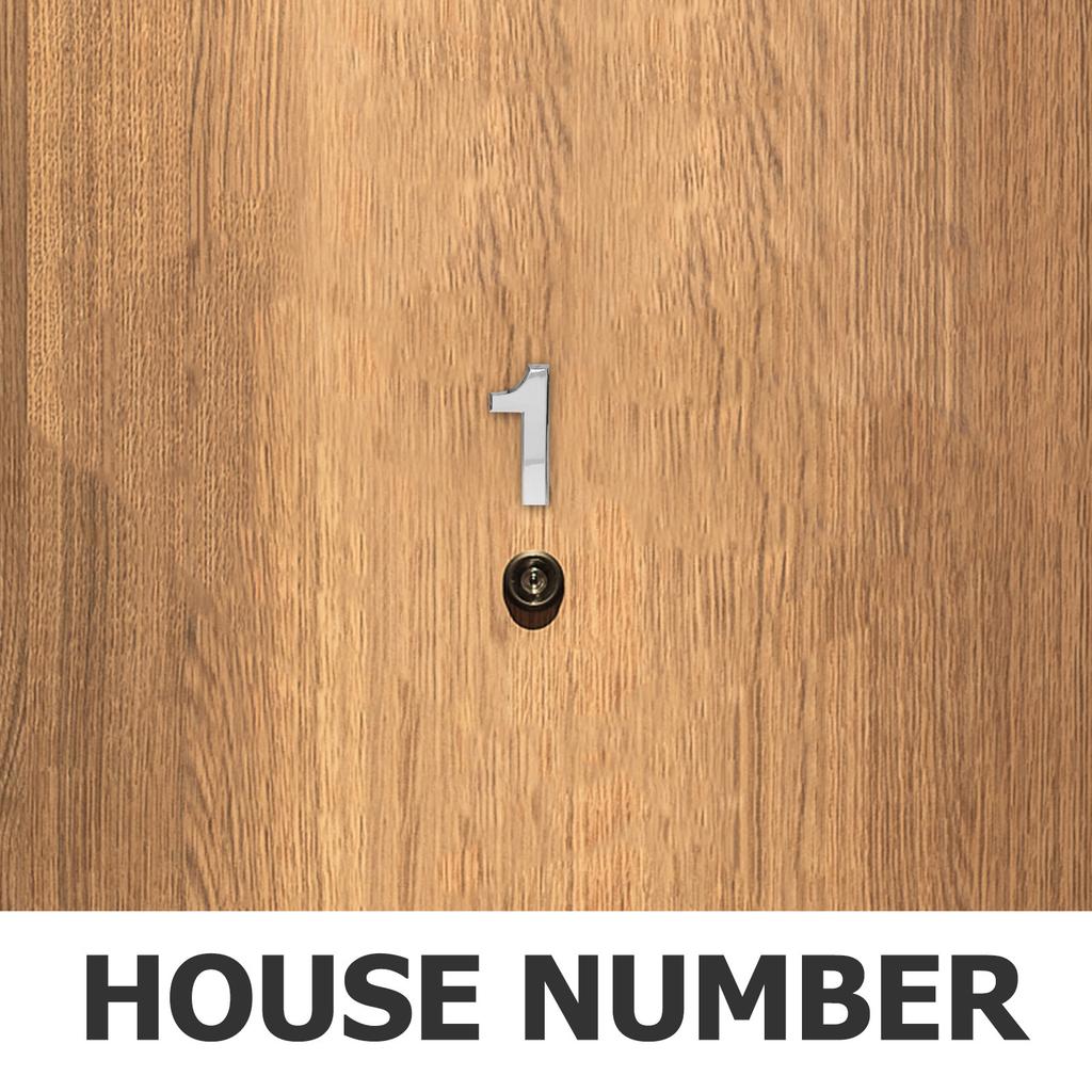 3D Door Number Sticker 3 Inch Self Adhesive Silver Modern Design Weatherproof Address for Outdoor Entry Doors Mailbox