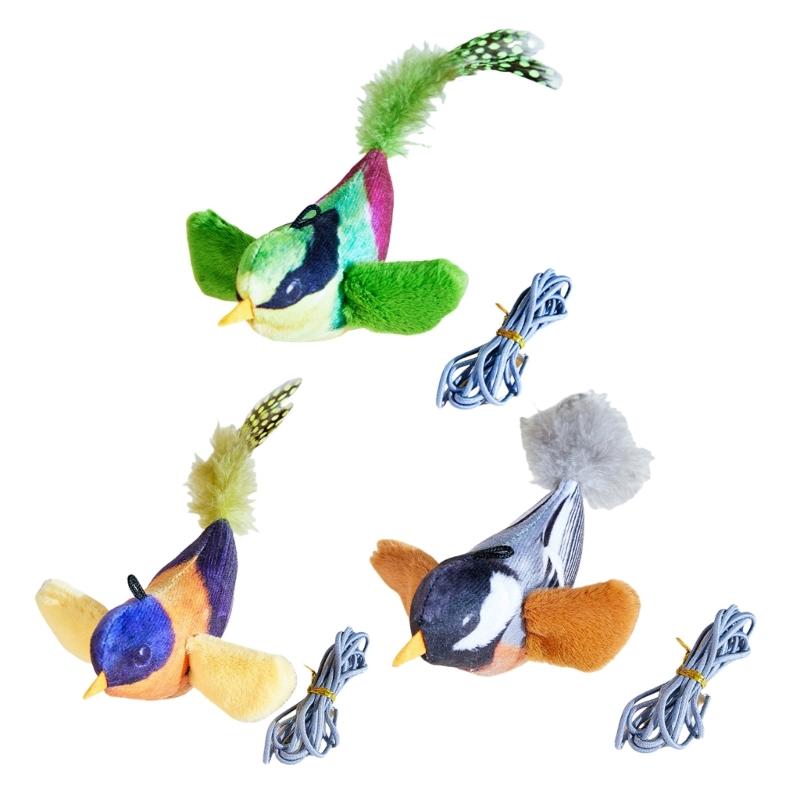 Kitten Chew Toy Sound Toy Teething Soft Bird Toy Chirping Bird with Sound Attractive Bird Shape Teething Toy