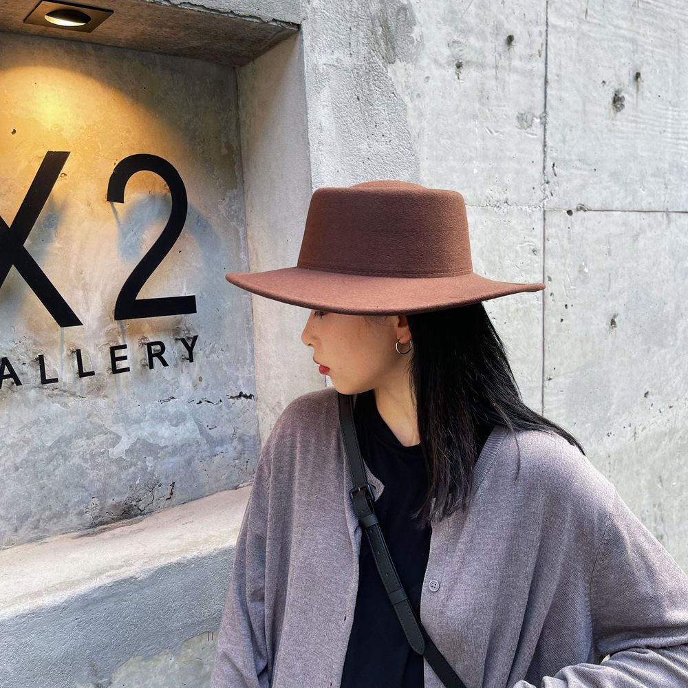 WTEMPO Retro Elegant Large Bucket Performance Hats Women Autumn Winter Stylish Versatile Warm Office Ladies Solid Color Commuting Fedoras