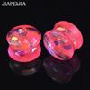 1 Pair 8-50mm Heart Glitter Lightweight Hypoallergenic Acrylic Double Flare Ear Plugs Piercing Jewelry