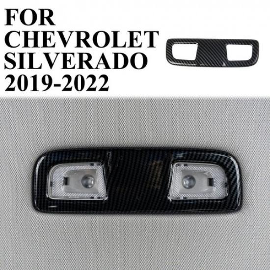 Carbon Fiber Style Rear Roof Reading Light Lamp  Trim for Chevrolet Silverado