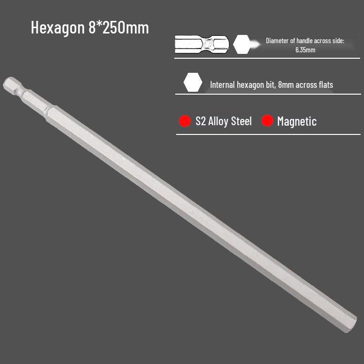 S2 Air Impact Hex Socket Bit Set, Pneumatic & Electric Screwdriver, 1/4 Strong Magnetic
