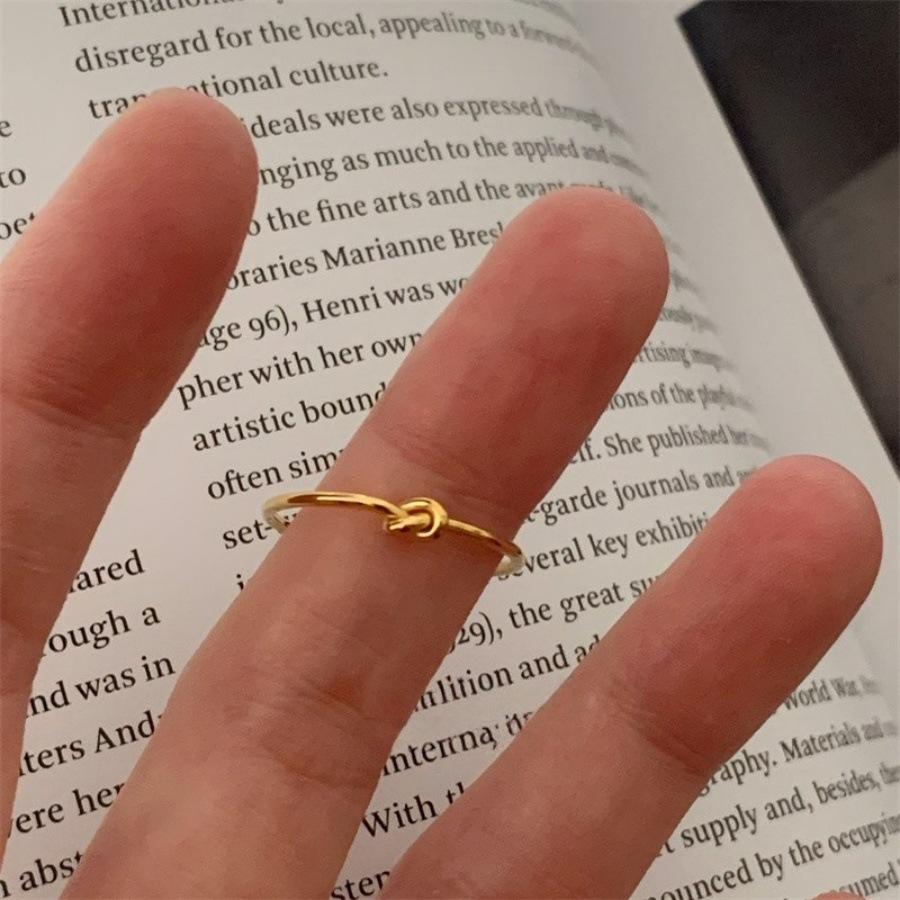 Blue drip glaze flower knotted plain ring, women s spring and summer stacked design open ring