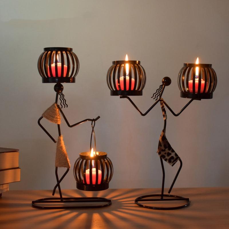 Modern Iron Figure Candlestick Holders Candlestick Desktop Art Decorations for Home Perfect Collectible Art Room Decors