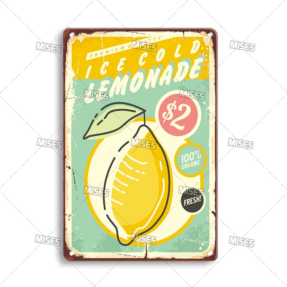 MISES Fruit And Vegetable Metal Poster Decorative Plate Kitchen Vintage Poster Home Bar Farm Industrial Decor Metal Tin Sign