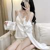 New women's summer ice silk pajamas sexy chest pads spring and autumn suspenders Internet celebrity shorts two-piece loungewear set