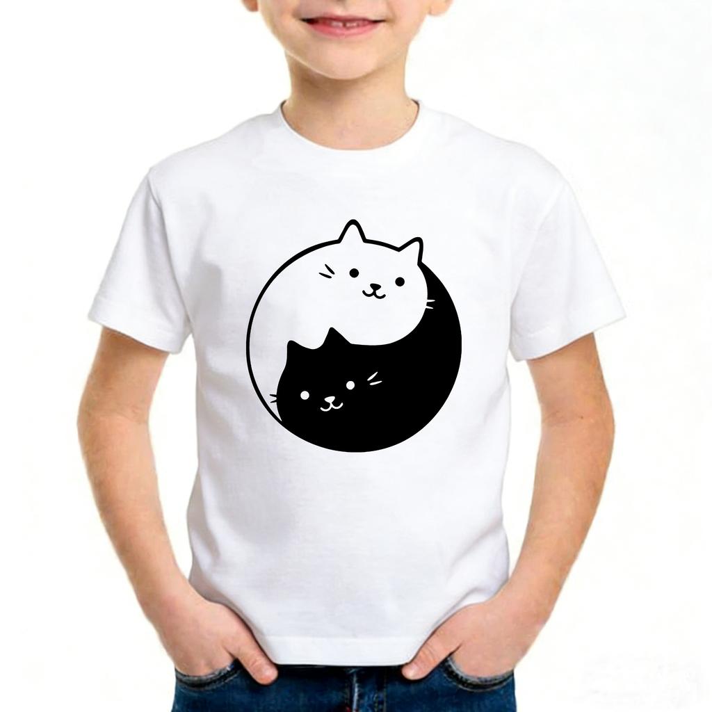 Cartoon Kawaii Cat T Shirts Manga Kids Short Sleeve Childrens Tshirt Boys Girls Summer Spring Casual Top Tee