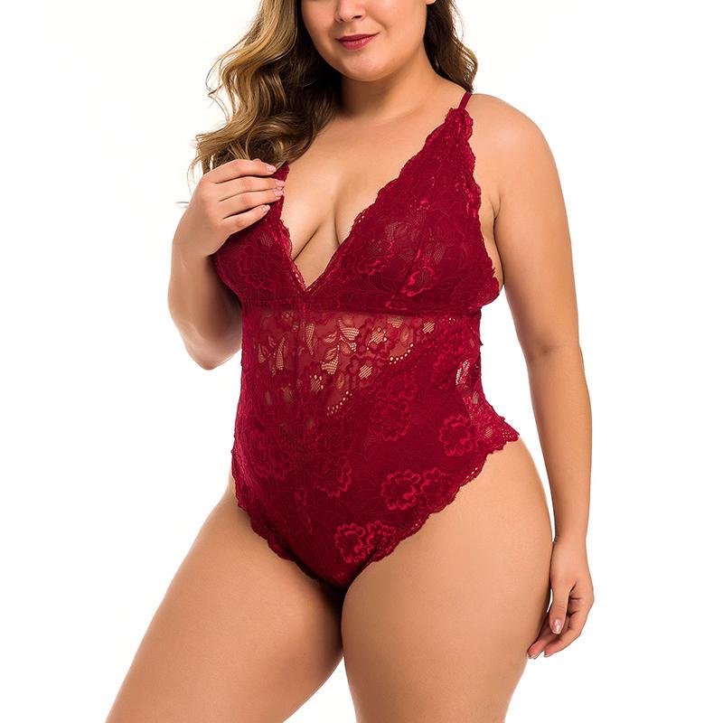 Women Lingerie Bodysuit Babydoll One Piece Lace Halter Teddy Chemise Sleepwear