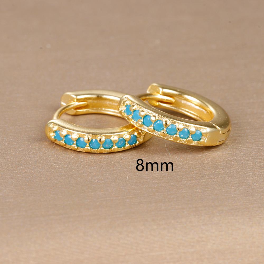 

2PCS Stainless Steel Minimal Huggie Hoop Earring for Women Tiny Dainty Turquoise CZ Small Circle Earring Piercing Jewelry aretes