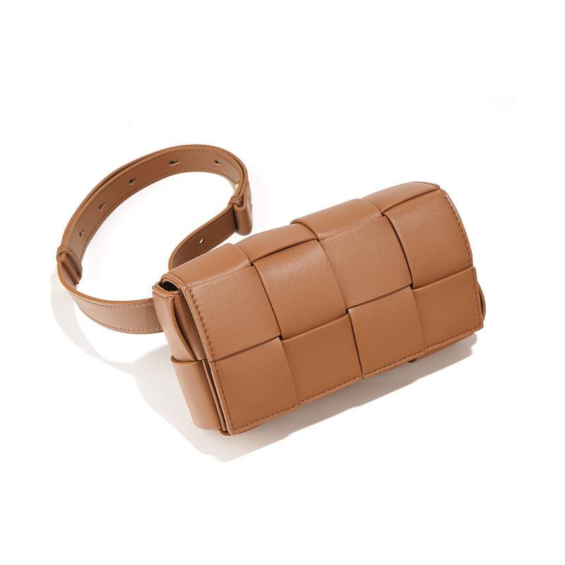 Woven small square bag niche design shoulder messenger bag fashionable versatile leather women's bag