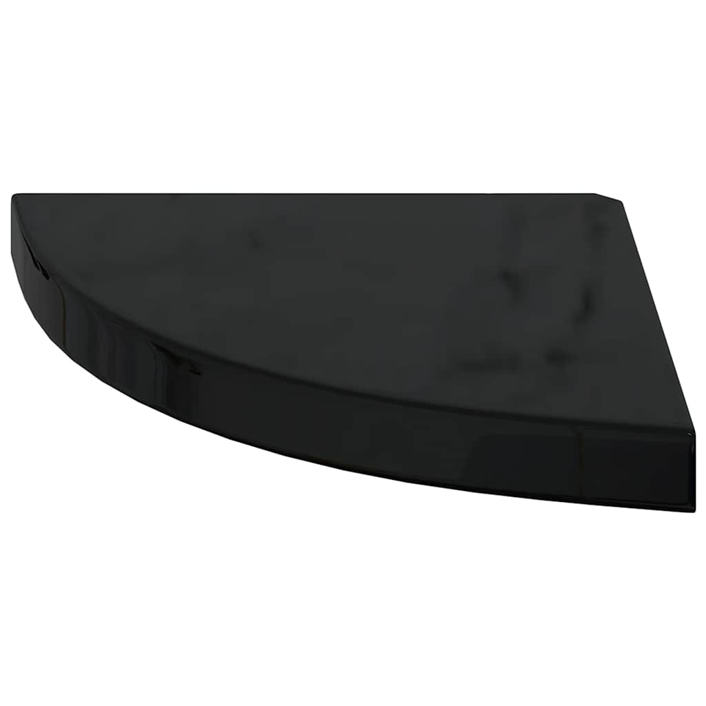Corner Floating Shelves Set of 4 High Gloss Black 35 X 35 X 3.8 Cm MDF