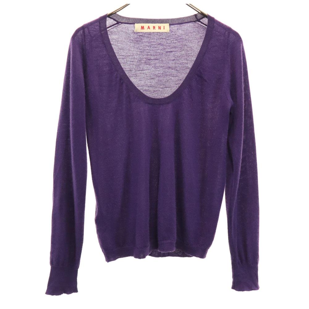 Marni Made In Italy 100% Cashmere Long Sleeve Knit 40 Purple Sweater Women Used
