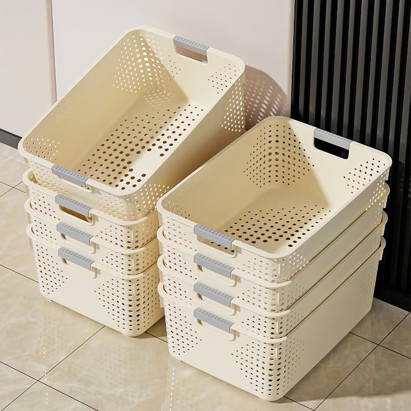 Stackable Vented Organizer Baskets Multi Size with Handles for Efficient Office Supplies Storage