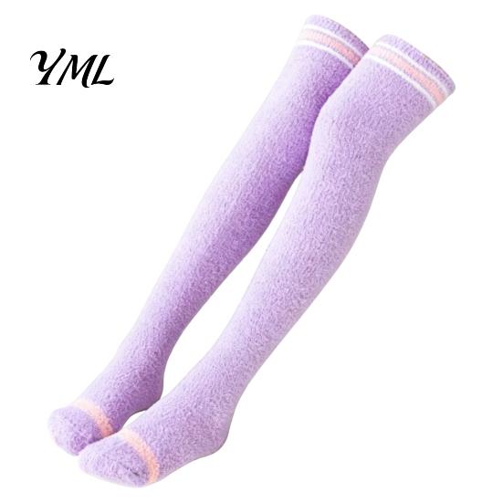 Cozy Fleece Socks 1 Pair Women Thigh High for Winter, Thickened Coral Leg Long Stockings Warmer Stockings, Fluffy Warm Over Knee Boot Girls