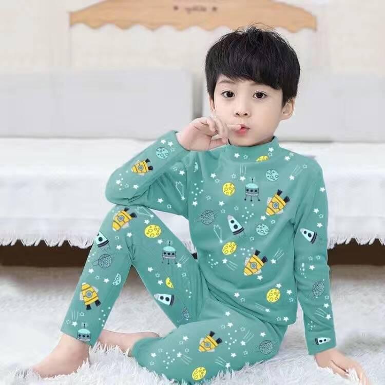 DeRong Cozy Kids' Pajama Set: Boys' & Girls' Thick Brushed Base Layer for Fall & Winter