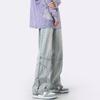 JYL Mens Jeans American Split Design Loose Straight Vibe Denim Pants