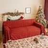 New Christmas Plaid Sofa Throw - Retro Non-Slip Couch Cover, Multi-Purpose Blanket for Home & Vacation Rentals Festive Sofa Cover