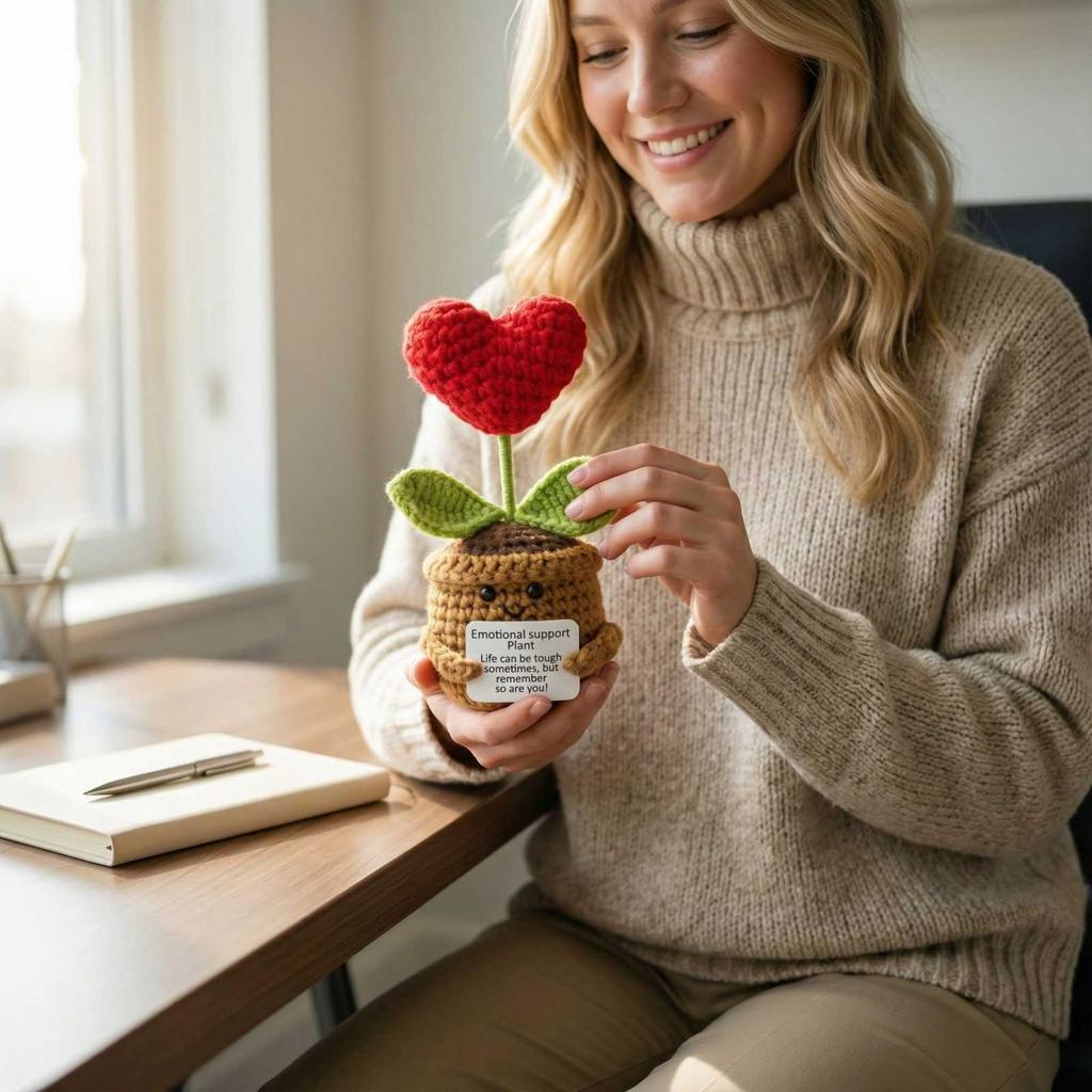 Homemade Crocheted Plant Pots Creative Knitted Pots Cute Positive Encouragement Pots