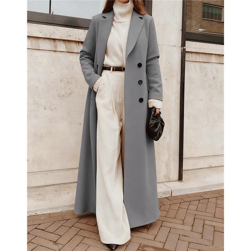 Cappotto Caldo di Lana Casual da Donna Autunno Inverno Monocolore