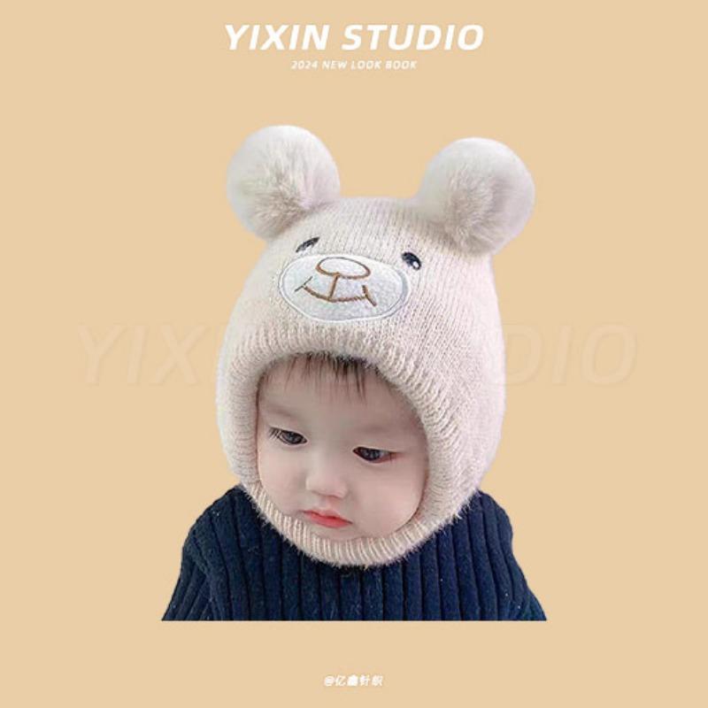 Autumn and Winter Boys and Girls Children's Hats Baby Hats Cute Cartoon Bears Plush Hats Thermal Hats Ear Protectors Knitted Hats