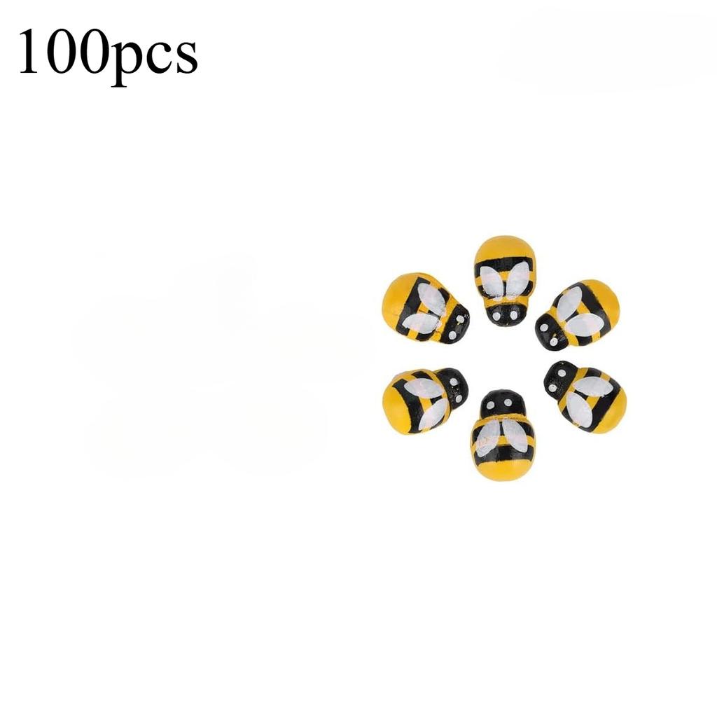 100/200pcs Mini Ladybugs and Bees-Wooden Caterpillars ,Craft Decor,For Scrapbooking,Spring Easter Party Decorations