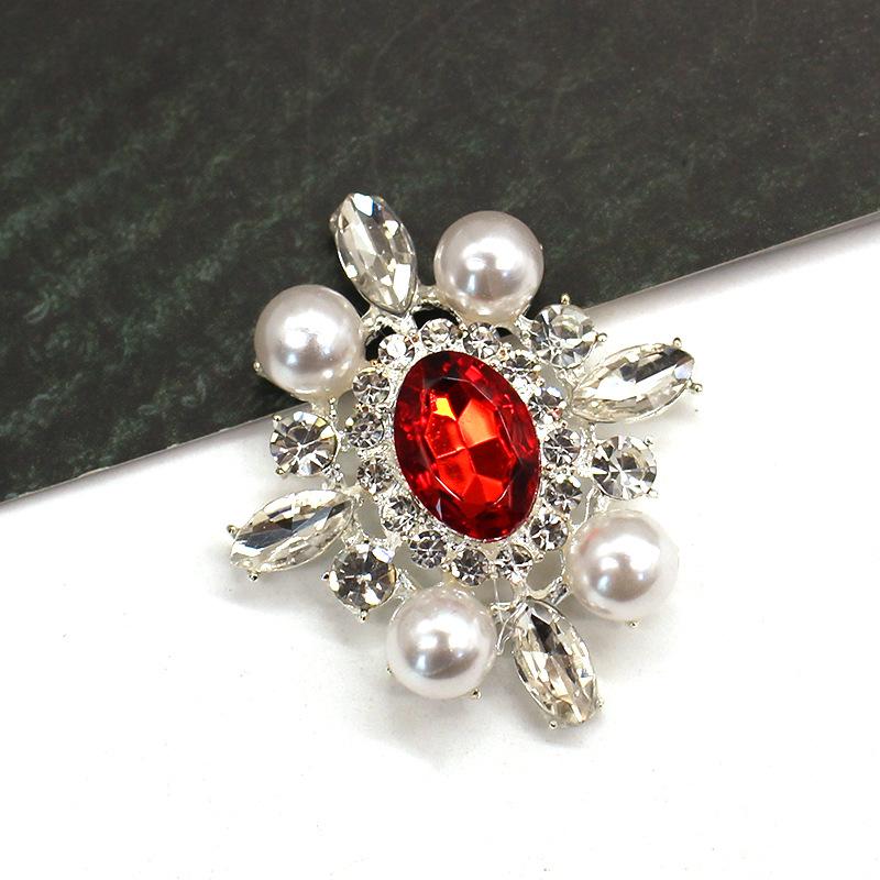 35*40mm Oval Alloy Flat Bottom Decorative Accessories Pearl Rhinestone Flower Plate DIY Accessories