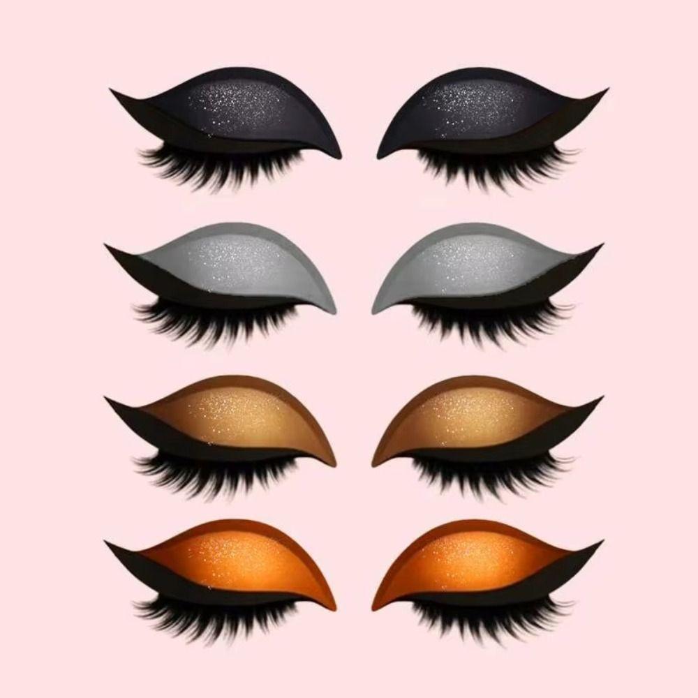 2 Pairs Reusable Lazy Eyeshadow Eyelash Patch Quick Makeup Waterproof Eyeliner Sticker  Female