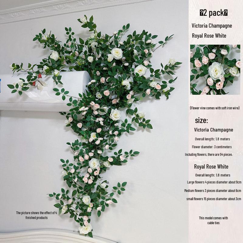 Rose Vine Artificial Flower Decor for Air Conditioner Pipes or Balcony Railings